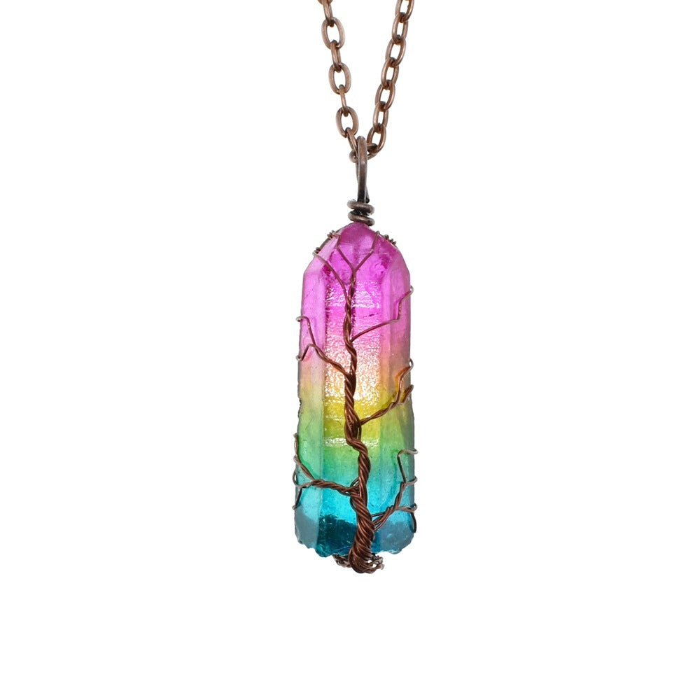 Crystal Pillar Tree of Life Necklace