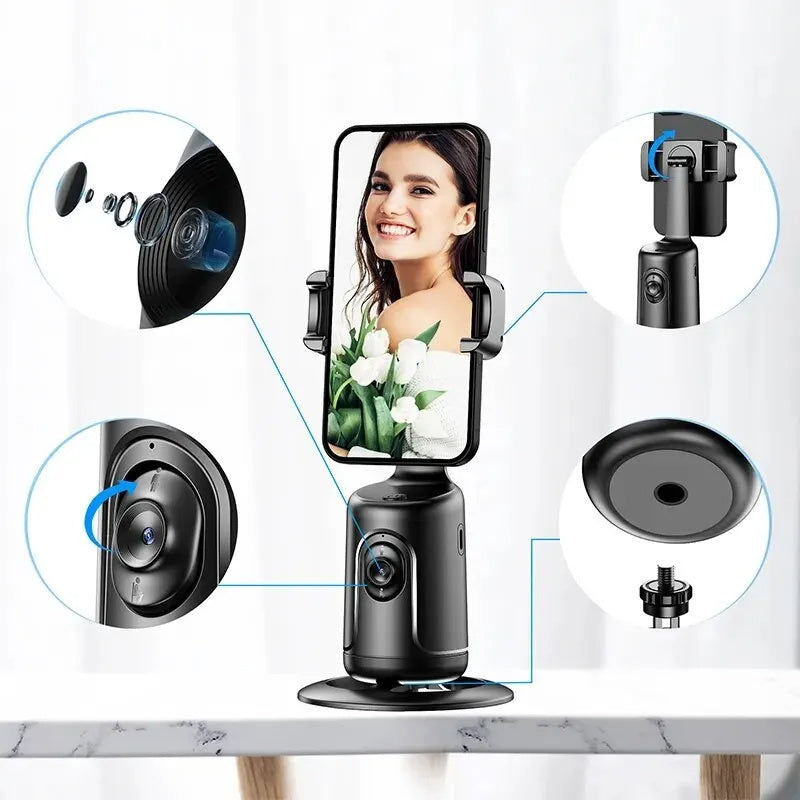 360° AI Auto Face Tracking Gimbal – Smart Phone Holder for Vlogging, Live Streaming & Video Stabilization