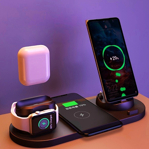 6-in-1 Wireless Charging Dock – Fast Charger for iPhone, Watch & More